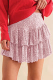 namcoverse Solid Sequined Pleated Tiered Mini Skirt