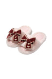 namcoverse Bow Heart Slip-on Fuzzy Slippers