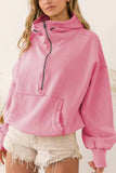 namcoverse Long Sleeve Zipper Pocket Drawstring Hooded Sweatshirt