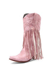 namcoverse Fringe Pointed Toe Knee High Boots