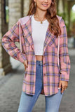 namcoverse Hooded Plaid Button Up Blouse