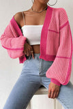 namcoverse Long Sleeve Open-Front Patchwork Knit Cardigan