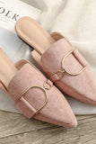 namcoverse Suede Pointed Metal Buckle Mule Slides