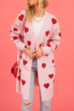 namcoverse Heart Open Front Pocket Long Cardigan