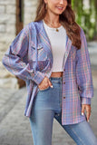 namcoverse Hooded Plaid Button Up Blouse