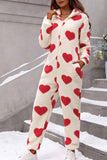 namcoverse Plush Heart Zip Hooded Jumpsuit