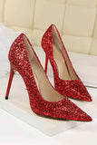 namcoverse Pointed Toe Sequined High Heels