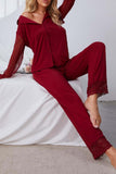 namcoverse Lace Mesh Long Sleeve Long Pant Pajama Set