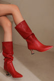 namcoverse Pointed Toe Pleated Knee High Boots