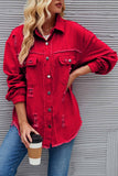 namcoverse Washed Long Sleeve Ripped Tassels Denim Jacket