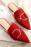 namcoverse Suede Pointed Metal Buckle Mule Slides