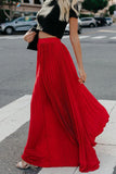 namcoverse Solid Color High Waist Pleated Maxi Skirt