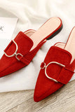 namcoverse Suede Pointed Metal Buckle Mule Slides