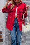 namcoverse Washed Long Sleeve Ripped Tassels Denim Jacket