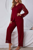 namcoverse Lace Mesh Long Sleeve Long Pant Pajama Set