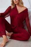 namcoverse Lace Mesh Long Sleeve Long Pant Pajama Set