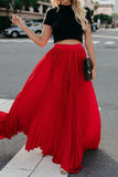 namcoverse Solid Color High Waist Pleated Maxi Skirt