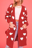 namcoverse Heart Open Front Pocket Long Cardigan