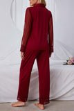 namcoverse Lace Mesh Long Sleeve Long Pant Pajama Set