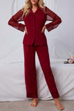 namcoverse Lace Mesh Long Sleeve Long Pant Pajama Set