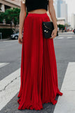 namcoverse Solid Color High Waist Pleated Maxi Skirt