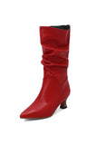 namcoverse Pointed Toe Pleated Knee High Boots