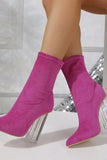 namcoverse Crystal Heel Stretch Mid Calf Skinny Boots