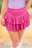 namcoverse Solid Sequined Pleated Tiered Mini Skirt