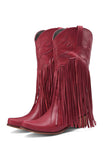 namcoverse Fringe Pointed Toe Knee High Boots