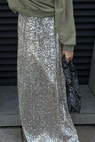 namcoverse Solid Color Sequin Maxi Skirt