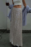 namcoverse Solid Color Sequin Maxi Skirt