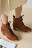 namcoverse Pointed Toe Lace Up Cutout Ankle Boots