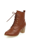 namcoverse Pointed Toe Lace Up Cutout Ankle Boots