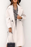 namcoverse Solid Double Breasted Lapel Long Coat