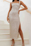 namcoverse Sequined Irregular Backless Strap Dress