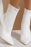 namcoverse Crystal Heel Stretch Mid Calf Skinny Boots