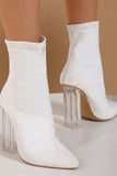 namcoverse Crystal Heel Stretch Mid Calf Skinny Boots