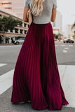 namcoverse Solid Color High Waist Pleated Maxi Skirt