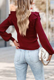 namcoverse Ruffled Shoulder Crew Neck Sweater