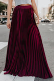 namcoverse Solid Color High Waist Pleated Maxi Skirt