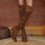 namcoverse namcoverse Autumn Boots  Women's Boots Heel Boots Daily Over The Knee Boots Winter High Heel Pointed Toe Leopard Tiger Leopard White leopard Tiger pattern